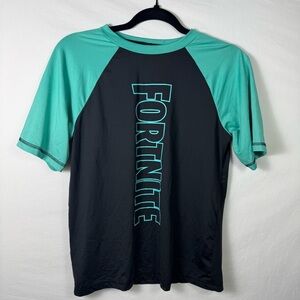 Fortnite Black and Green RashGuard Boys Shirt Size XL